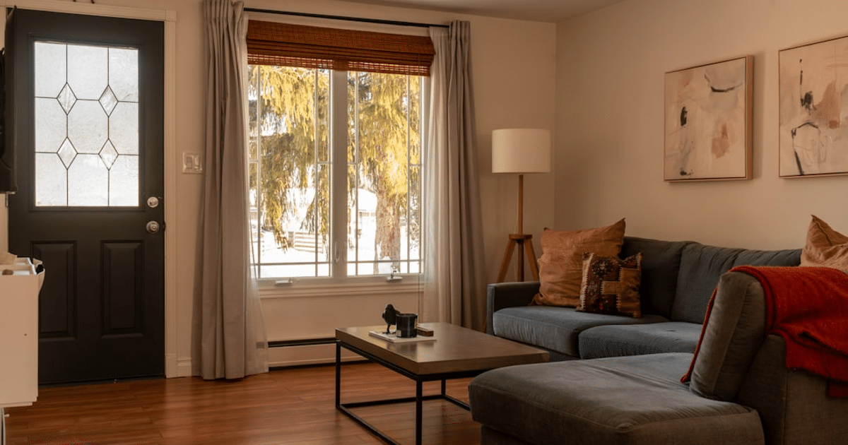 Cozy living room showing hardwood floor - sell flooring on Shopify