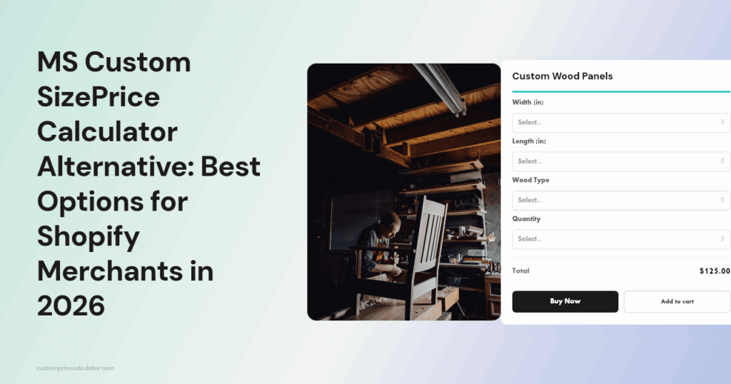 ms custom size price calculator alternative shopify
